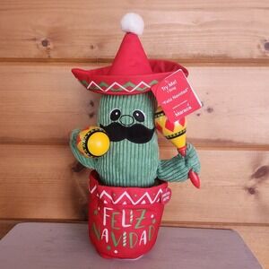 NWT Christmas Mexican Cactus Musical Plush Toy Sings‎ Plays Music Feliz Navidad